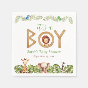 Safari Animals Boy Baby shower Houten Oerwoud Blad Servet
