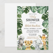 Safari Animals Boy Baby shower Invitation Kaart (Voorkant / Achterkant)