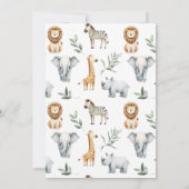 Safari Animals Boy Baby shower Kaart (Achterkant)