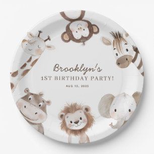 Safari Animals Boy Verjaardagsfeest Kinder Papieren Bordje