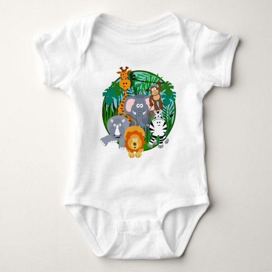 Safari Animals Cartoon Romper (Voorkant)