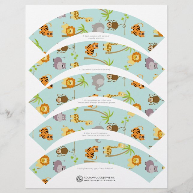 Safari Animals Cupcake Wrappers (Voorkant)