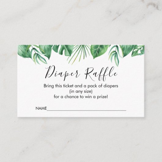 Safari Animals Diaper Raffle Card Informatiekaartje (Voorkant)