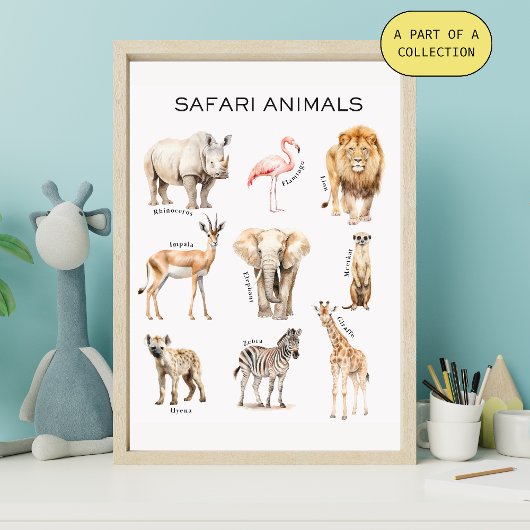 Safari Animals Educational Poster Perfect Poster