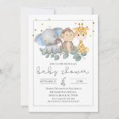 Safari Animals en Greenery Baby shower Kaart (Voorkant)