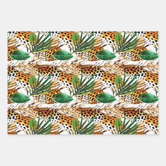 Safari Animals' Fur Print Patterns Wildlife Oerwou Inpakpapier Vel (Voorkant 3)