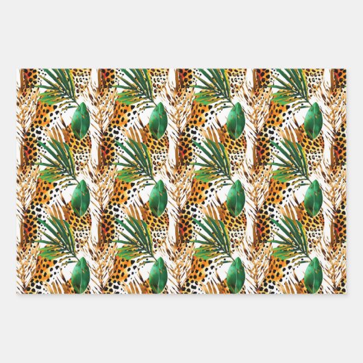 Safari Animals' Fur Print Patterns Wildlife Oerwou Inpakpapier Vel (Voorkant 2)