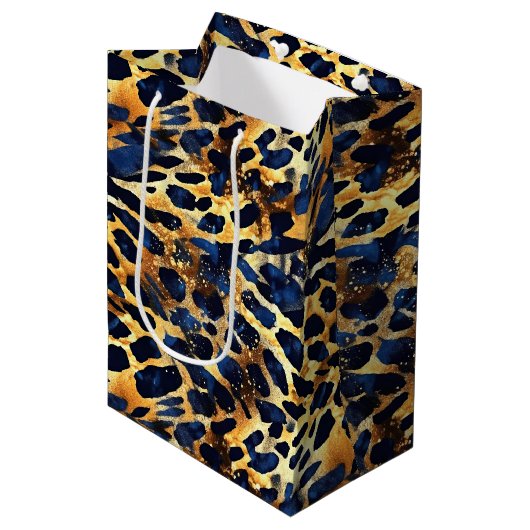 Safari Animals' Fur Prints Navy Blue Medium Cadeauzakje (Voorkant Gekanteld)