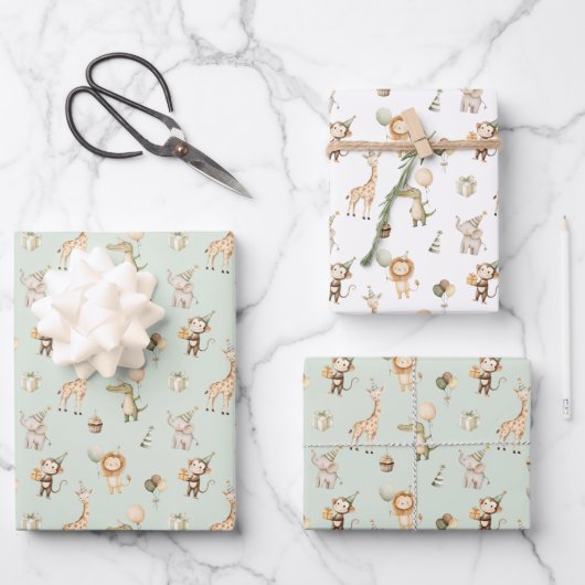 Safari Animals Gift Wrap Oerwoud Wrapping Paper Bo (Voorkant)