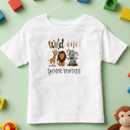 Safari Animals Giraffe Lion Wild One Kinder Shirts