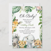 Safari Animals Greenery Baby shower Invitation Kaart (Voorkant)