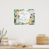 Safari Animals Greenery Baby shower Welkomstbord Poster (Keuken)