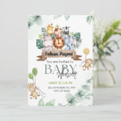 Safari Animals Greenery & Eucalyptus Baby shower Kaart (Staand voorkant)