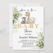 Safari Animals Greenery Wild Baby shower Kaart (Voorkant)