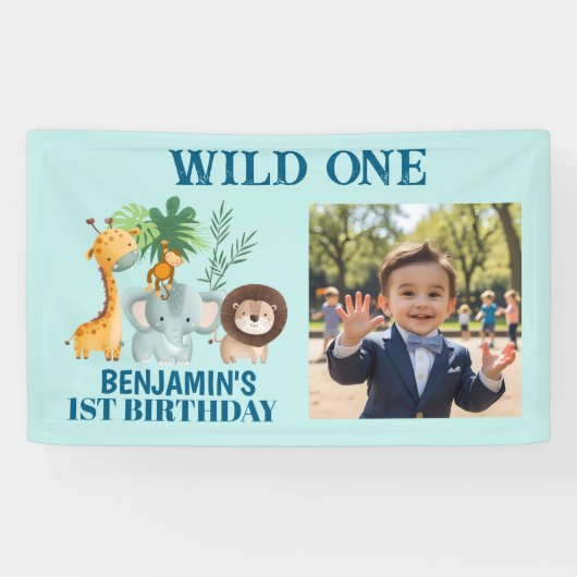 Safari Animals Jungle Wild One Photo Banner (Horizontaal)