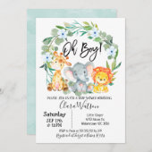 Safari Animals Krans Baby shower Kaart (Voorkant / Achterkant)