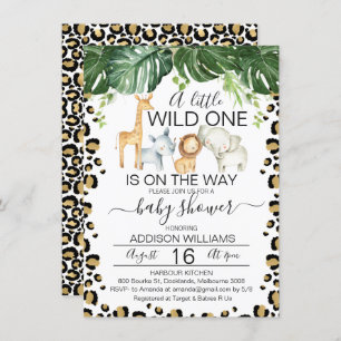 Safari Animals Leopard Skin Baby shower Invitation Kaart