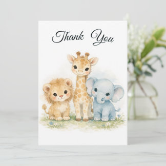 Safari Animals Lion Giraffe Elephant Blue Boy Kaart