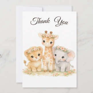 Safari Animals Lion Giraffe Elephant Pink Girl Kaart