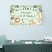 Safari animals mint oerwoud 1e verjaardag  spandoek (Beurs)