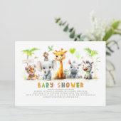 Safari Animals Oerwoud Baby shower Invitation Kaart (Staand voorkant)