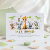 Safari Animals Oerwoud Baby shower Invitation Kaart
