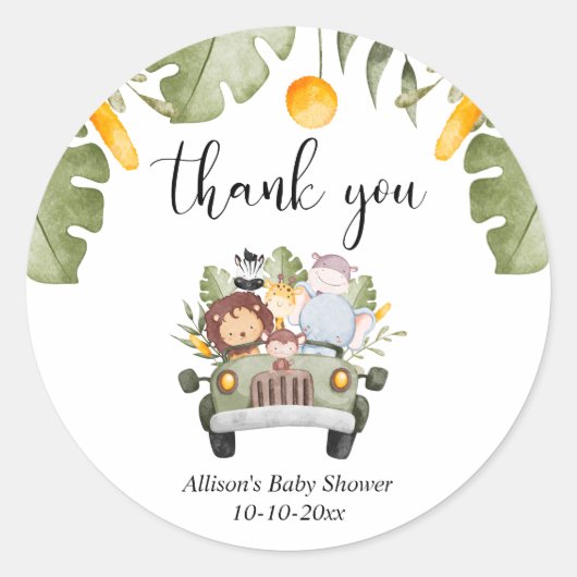Safari Animals oerwoud thema wilde een Ronde Sticker (Voorkant)