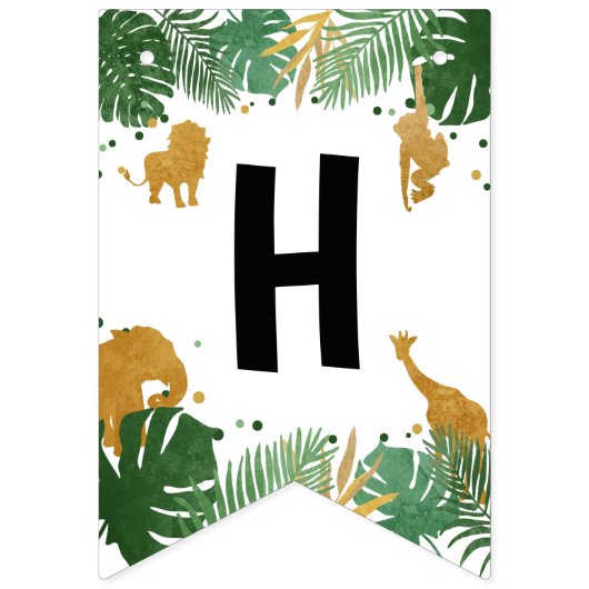 Safari Animals Oerwoud Wild One Happy Birthday Vlaggetjes (Tweede vlag)