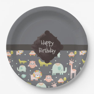 Safari Animals Pattern Nursery Art Happy Birthday Papieren Bordje