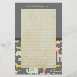 Safari Animals Pattern - Nursery Art Lined Briefpapier