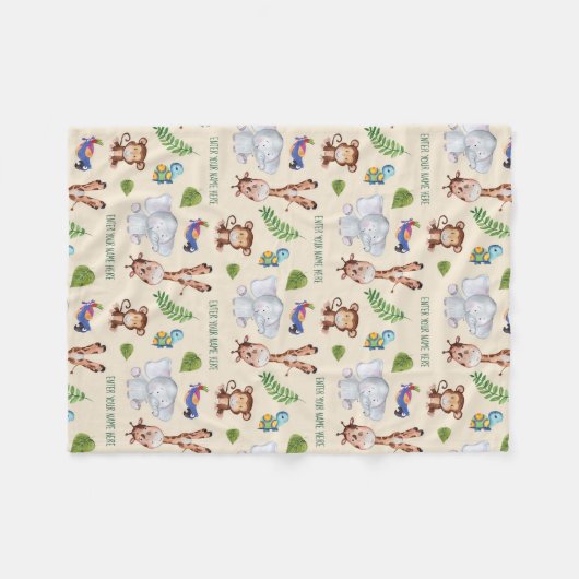 Safari Animals patterned Fleece Blanket (Voorkant (Horizontaal))