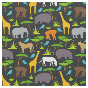 Safari Animals Print Fabric Stof