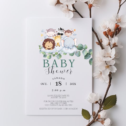 Safari Animals Spaans Baby shower Oerwoud Kaart