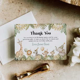 Safari Animals Thank You Card Oerwoud Wild One Boy Bedankkaart