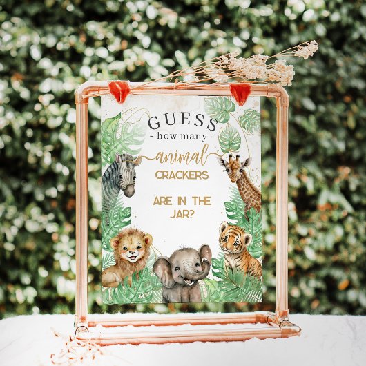 Safari animals Tropical Baby shower crackers game Poster