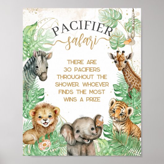 Safari animals Tropical Shower pacifier jager game Poster (Voorkant)