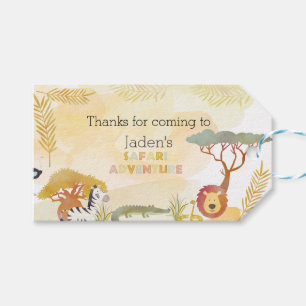 Safari Animals Waterverf Birthday Party Hartelijk  Cadeaulabel
