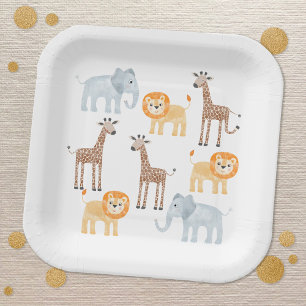 Safari Animals Waterverf Pattern Papieren Bordje