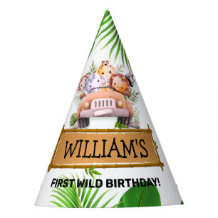 Safari Animals Wild One Birthday Feesthoedjes