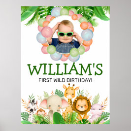 Safari Animals Wild One Birthday FOTO Poster