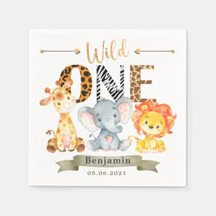 Safari Animals Wild One Birthday Napkins Servet