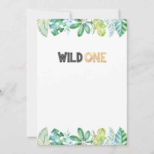 Safari Animals Wild One Birthday Party Invitation Kaart (Achterkant)
