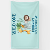 Safari Animals Wild One Jungle 1st Birthday Spandoek (Verticaal)