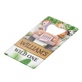 Safari Animals Wild One OERWOUD Verjaardag Kredietkaart Flessenopener (Voorkant Gekanteld)