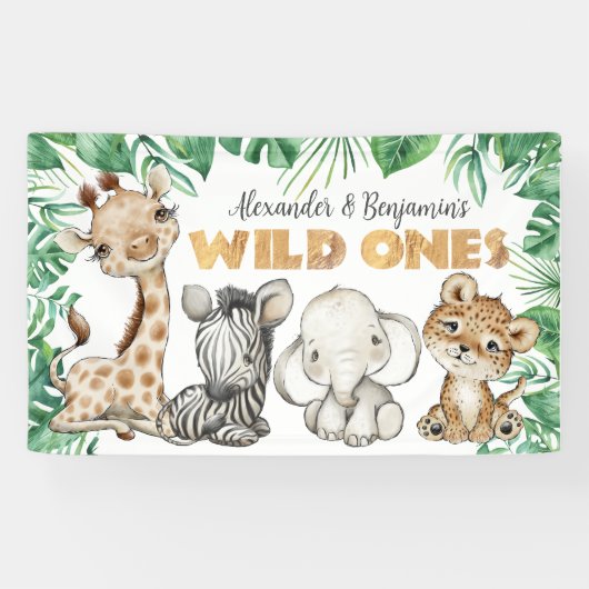Safari Animals Wild Ones Birthday Banner (Horizontaal)