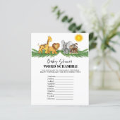 Safari Animals Word Scrumble Baby shower Game (Staand voorkant)