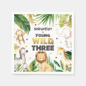 Safari Animals Young Wild and Three 3rd Birthday Servet (Voorkant)