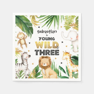 Safari Animals Young Wild and Three 3rd Birthday Servet