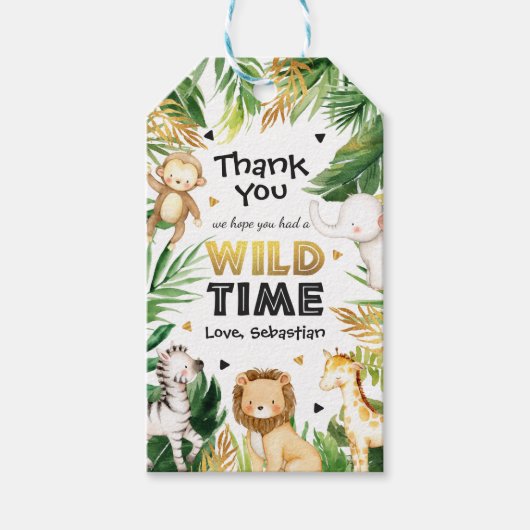 Safari Animals Young Wild and Three Party Favor Cadeaulabel (Voorkant)