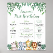 Safari Animaux 1er Anniversaire Poster du Jalon (Devant)